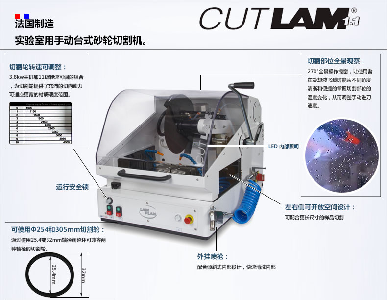 法國(guó)朗普朗(lamplan)金相制樣手動(dòng)軌道式切割機(jī)